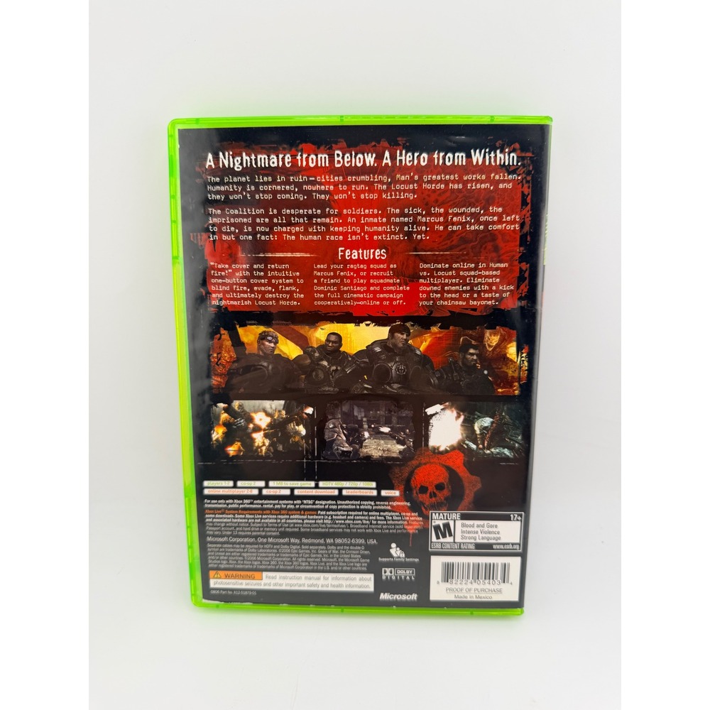Gears of War Microsoft Xbox 360 2006 Tactical Third Person Shooter M NTSC OG - Picture 3 of 6